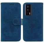 For Xiaomi Poco F5 Pro / Redmi K60 Butterfly Rose Embossed Leather Phone Case(Blue)