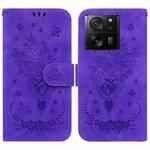 For Xiaomi 13T / 13T Pro / Redmi K60 Ultra Butterfly Rose Embossed Leather Phone Case(Purple)