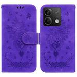 For Xiaomi Redmi Note 13 5G Butterfly Rose Embossed Leather Phone Case(Purple)