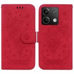 For Xiaomi Redmi Note 13 5G Butterfly Rose Embossed Leather Phone Case(Red)