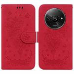 For Xiaomi Redmi A3 Butterfly Rose Embossed Leather Phone Case(Red)