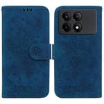 For Xiaomi Redmi K70E / Poco X6 Pro Butterfly Rose Embossed Leather Phone Case(Blue)