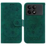 For Xiaomi Redmi K70E / Poco X6 Pro Butterfly Rose Embossed Leather Phone Case(Green)