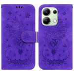 For Xiaomi Redmi Note 13 4G Global Butterfly Rose Embossed Leather Phone Case(Purple)