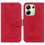 For Xiaomi Redmi Note 13 4G Global Butterfly Rose Embossed Leather Phone Case(Red)