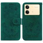 For Xiaomi Redmi Note 13R Pro Butterfly Rose Embossed Leather Phone Case(Green)