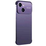 For iPhone 14 Plus Metal Large Window + TPU Corners Phone Protective Frame(Dark Purple)