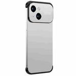 For iPhone 14 Metal Large Window + TPU Corners Phone Protective Frame(White)