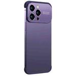 For iPhone 14 Pro Max Metal Large Window + TPU Corners Phone Protective Frame(Dark Purple)