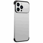 For iPhone 14 Pro Max Metal Large Window + TPU Corners Phone Protective Frame(White)