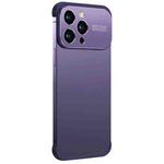 For iPhone 13 Pro Max Metal Large Window + TPU Corners Phone Protective Frame(Dark Purple)