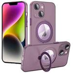 For iPhone 14 Plus MagSafe Multifunction Holder Phone Case(Dark Purple)