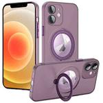 For iPhone 12 MagSafe Multifunction Holder Phone Case(Dark Purple)