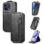 For Realme C55 Zipper Wallet Vertical Flip Leather Phone Case(Black)