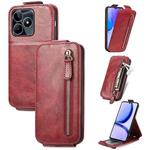 For Realme C55 Zipper Wallet Vertical Flip Leather Phone Case(Red)