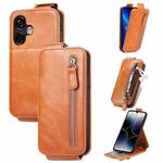For Ulefone Note 16 Pro Zipper Wallet Vertical Flip Leather Phone Case(Brown)