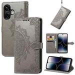 For Ulefone Note 16 Pro Mandala Flower Embossed Leather Phone Case(Grey)