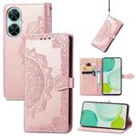 For Huawei Enjoy 60 Pro / nova 11i Mandala Flower Embossed Leather Phone Case(Rose Gold)
