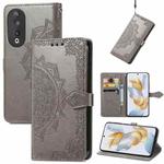 For Honor 90 5G Mandala Flower Embossed Leather Phone Case(Grey)