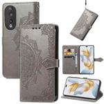 For Honor 90 Pro 5G Mandala Flower Embossed Leather Phone Case(Grey)