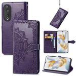 For Honor 90 Pro 5G Mandala Flower Embossed Leather Phone Case(Purple)