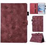 For iPad mini 5 / 4 / 3 / 2 / 1 Staff Music Embossed Smart Leather Tablet Case(Wine Red)
