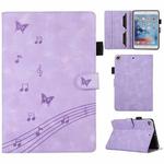 For iPad mini 5 / 4 / 3 / 2 / 1 Staff Music Embossed Smart Leather Tablet Case(Purple)