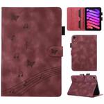 For iPad mini 6 Staff Music Embossed Smart Leather Tablet Case(Wine Red)