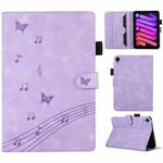 For iPad mini 6 Staff Music Embossed Smart Leather Tablet Case(Purple)