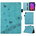 For iPad mini 6 Staff Music Embossed Smart Leather Tablet Case(Blue)