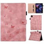 For iPad Pro 11 2022 / Air 10.9 2022 Staff Music Embossed Smart Leather Tablet Case(Pink)