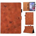 For Samsung Galaxy Tab S5e T720 Staff Music Embossed Smart Leather Tablet Case(Brown)