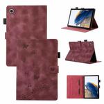 For Samsung Galaxy Tab A8 X200 Staff Music Embossed Smart Leather Tablet Case(Wine Red)