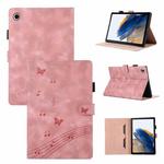 For Samsung Galaxy Tab A8 X200 Staff Music Embossed Smart Leather Tablet Case(Pink)