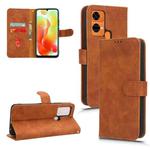 For Oukitel C33 Skin Feel Magnetic Flip Leather Phone Case(Brown)