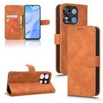 For Oukitel C57 Pro Skin Feel Magnetic Flip Leather Phone Case(Brown)