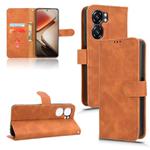 For Oukitel C58 Skin Feel Magnetic Flip Leather Phone Case(Brown)