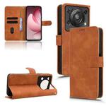 For Oukitel C60 Pro / C60 Skin Feel Magnetic Flip Leather Phone Case(Brown)