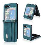 For Samsung Galaxy Z Flip5 5G Crossbody Siamese Leather Phone Case with Lanyard(Green)