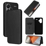 For Xiaomi Redmi Note 13 Pro+ 5G Carbon Fiber Texture Flip Leather Phone Case(Black)