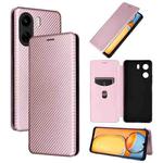 For Xiaomi Redmi 13C Carbon Fiber Texture Flip Leather Phone Case(Pink)