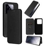 For Xiaomi 14 Carbon Fiber Texture Flip Leather Phone Case(Black)