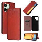For Xiaomi Redmi 13C 5G / 4G Carbon Fiber Texture Flip Leather Phone Case(Brown)