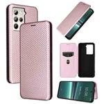For HTC U23 Pro Carbon Fiber Texture Flip Leather Phone Case(Pink)