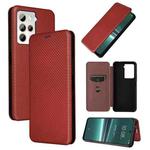 For HTC U23 Pro Carbon Fiber Texture Flip Leather Phone Case(Brown)