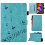 For Samsung Galaxy Tab S7+ / S8+ Staff Music Embossed Leather Tablet Case(Blue)