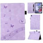 For Samsung Galaxy Tab A7 X500 Staff Music Embossed Leather Tablet Case(Purple)