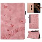 For Samsung Galaxy Tab S8 Ultra X900 Staff Music Embossed Leather Tablet Case(Pink)