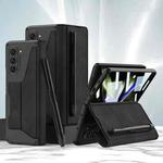 For Samsung Galaxy Z Fold5 5G GKK Screen Tempered Glass Film Armor Flip Leather Case with Pen Slot(Black)