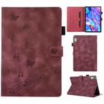 For Lenovo Xiaoxin Pad Pro 2023 Staff Music Embossed Leather Tablet Case(Wine Red)